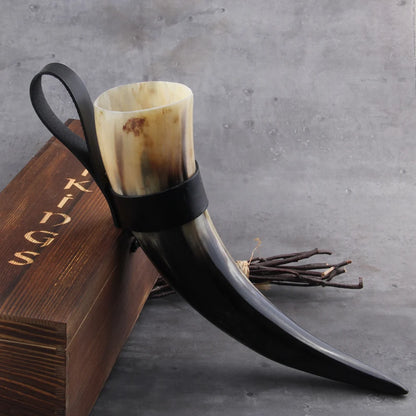 Nordic Drinking Horn w/ Leather Holster